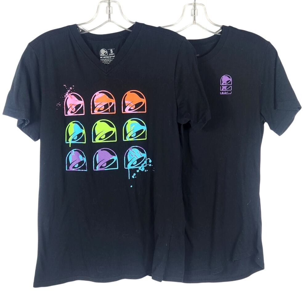 Lot of 2 Taco Bell Womens S V-Necl Tee T-Shirt Living Mas